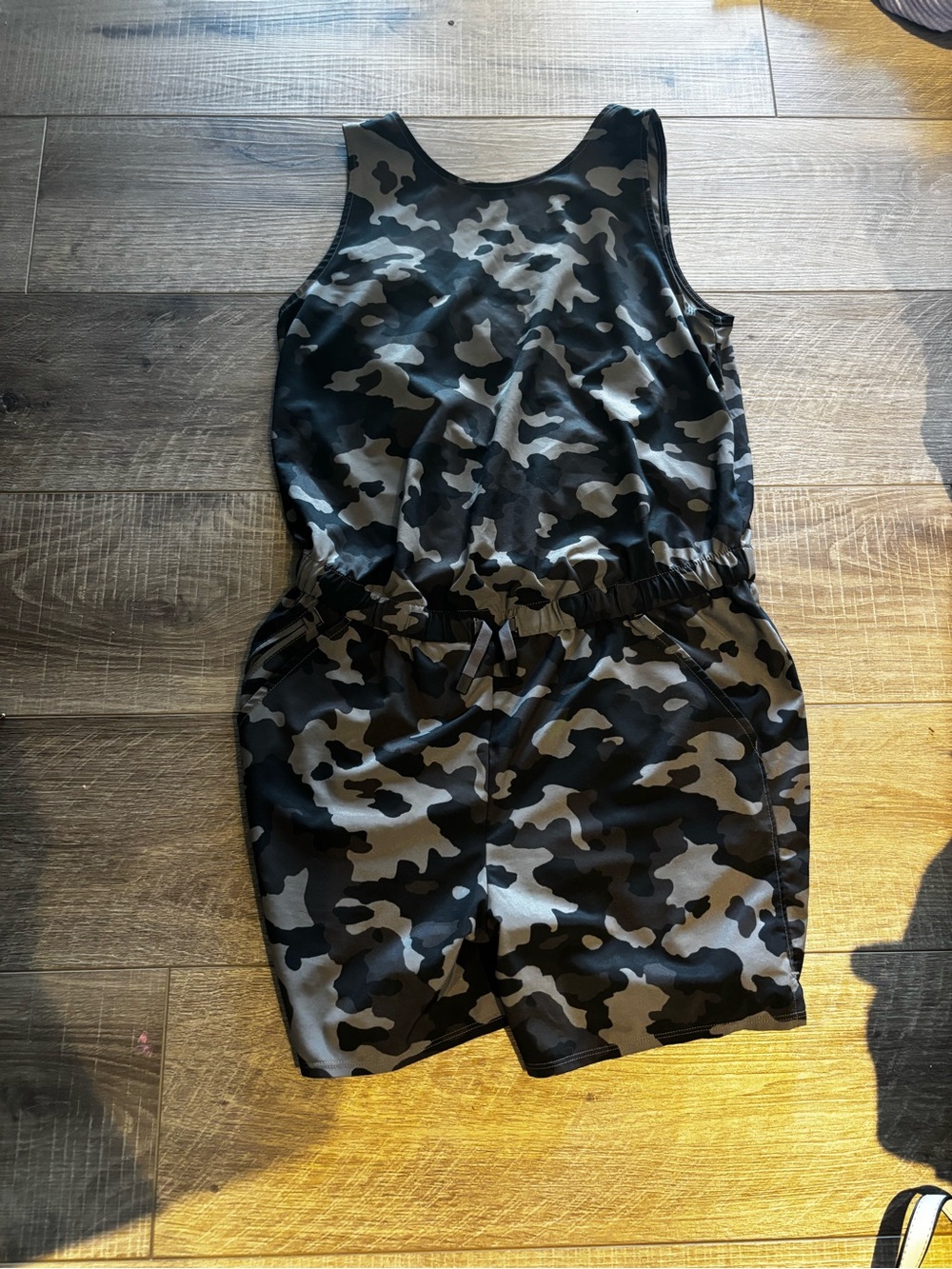 all in motion Black & Gray Camo Sleeveless Romper